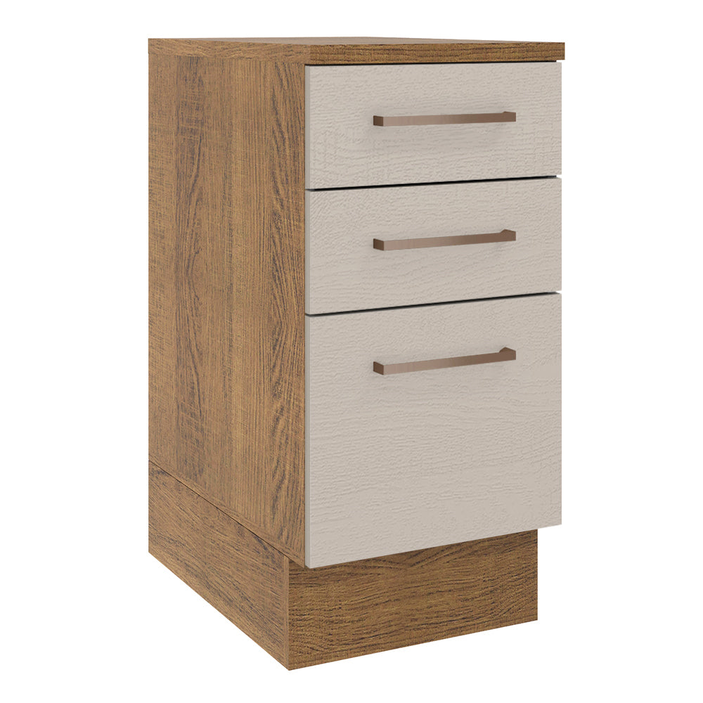 Mueble de Cocina Bajo Agata 40 cm 3 Cajones Marrón/Crema