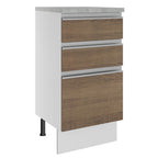 Mueble de Cocina Bajo Glamy 40 cm 3 Cajones Blanco/Marrón