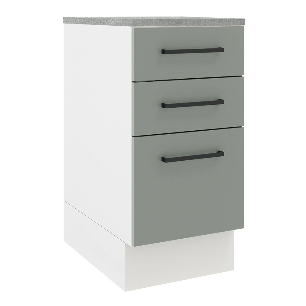 Mueble de Cocina Bajo Agata 40 cm 3 Cajones Blanco/Gris