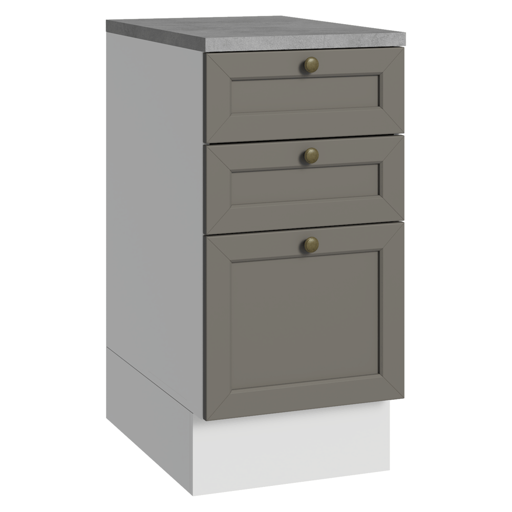 Mueble de Cocina Bajo Vik 40 cm 3 Cajones Blanco/Gris