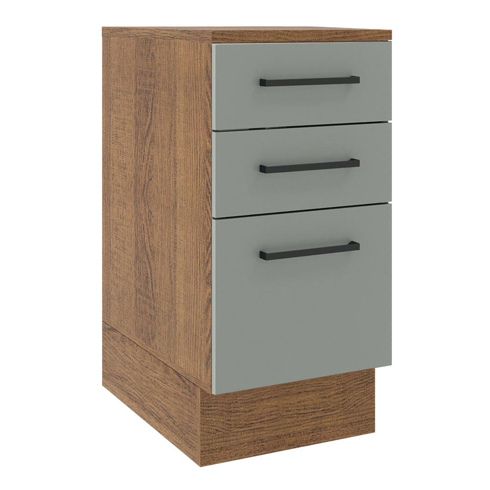 Mueble de Cocina Bajo Agata 40 cm 3 Cajones Marrón/Gris
