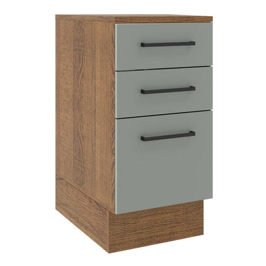 Mueble de Cocina Bajo Agata 40 cm 3 Cajones Marrón/Gris