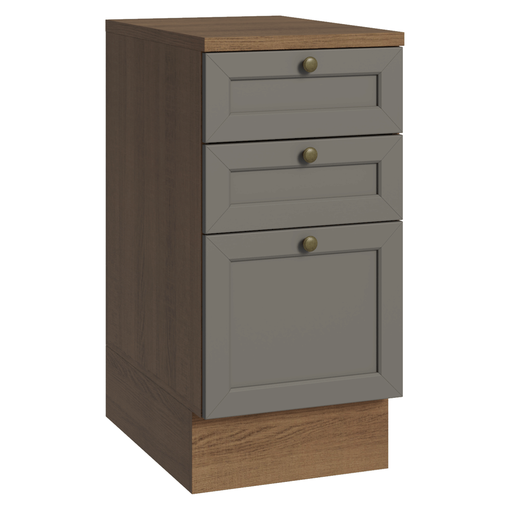 Mueble de Cocina Bajo Vik 40 cm 3 Cajones Marrón/Gris