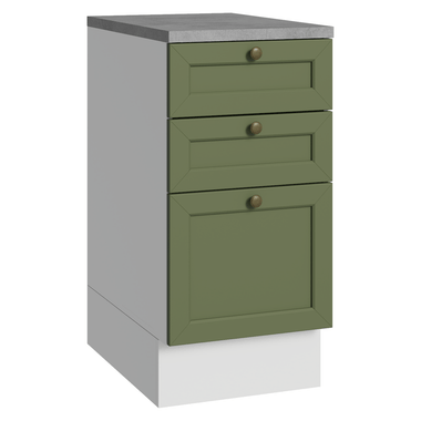 Mueble de Cocina Bajo Vik 40 cm 3 Cajones Blanco/Verde
