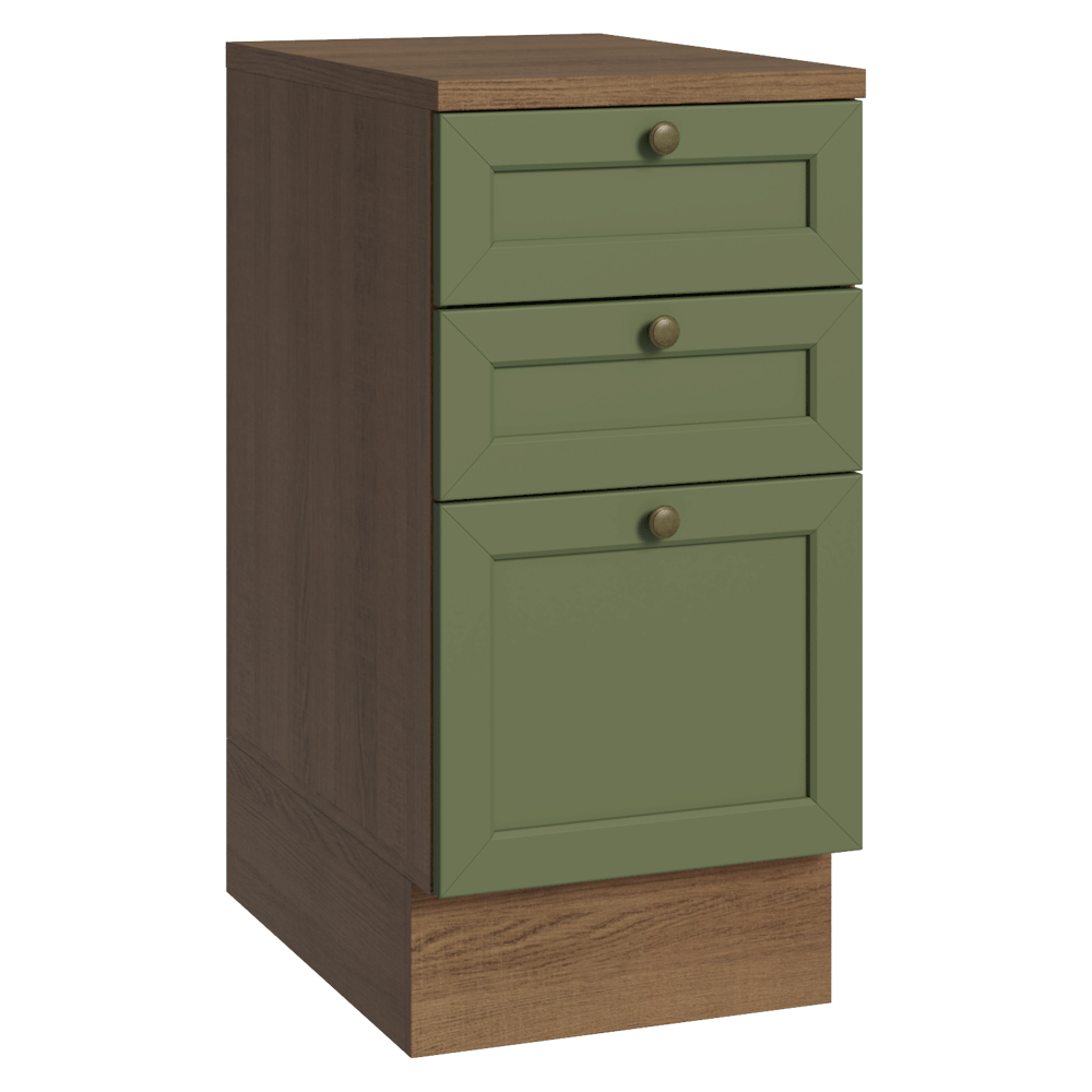 Mueble de Cocina Bajo Vik 40 cm 3 Cajones Marrón/Verde