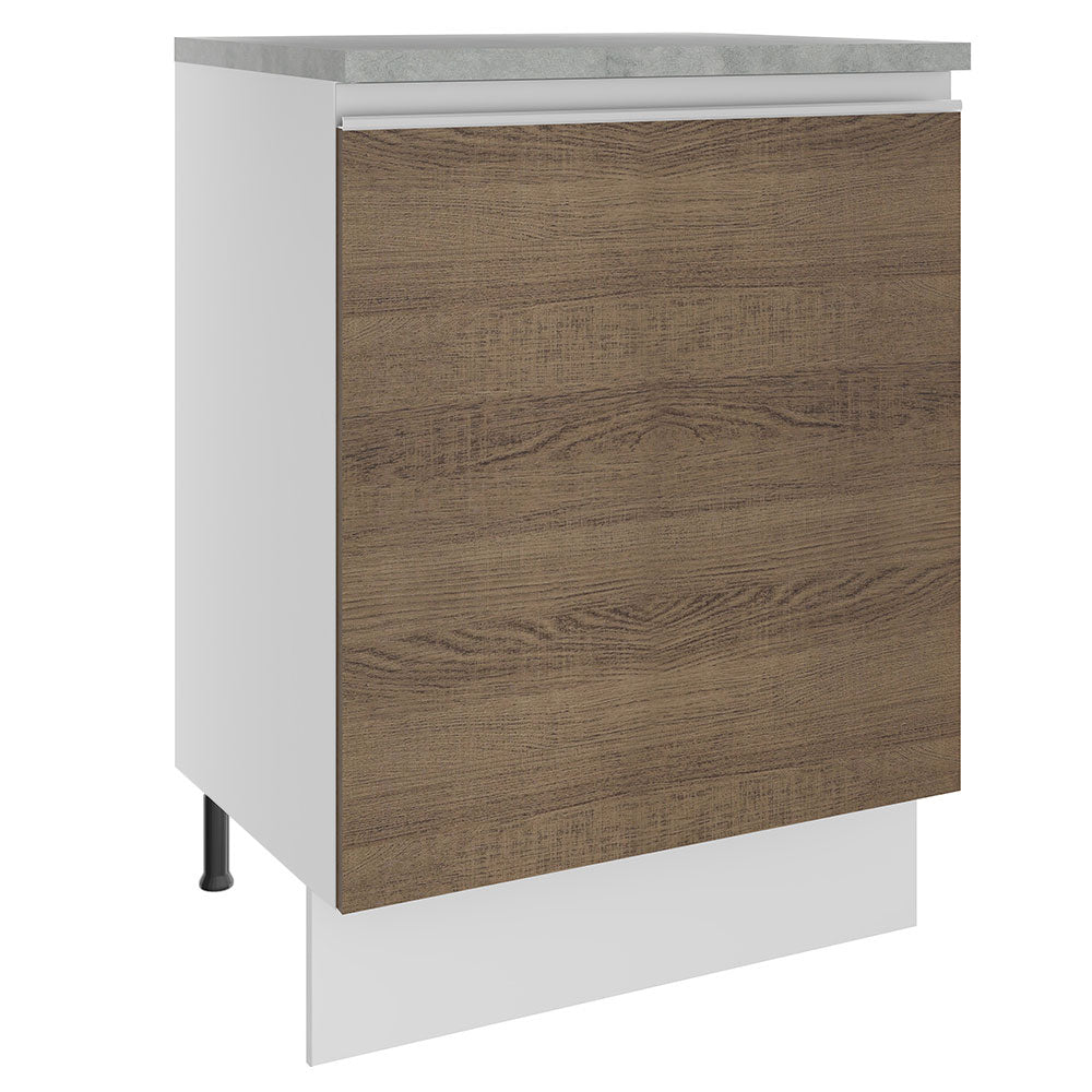 Mueble de Cocina Bajo Glamy 60 cm 1 Puerta Blanco/Marrón