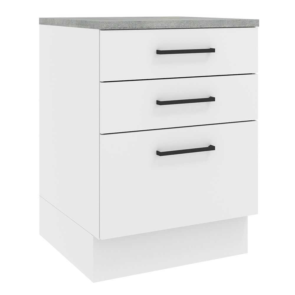 Mueble de Cocina Bajo Agata 60 cm 3 Cajones Blanco