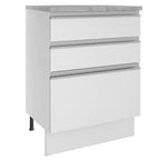 Mueble de Cocina Bajo Glamy 60 cm 3 Cajones Blanco