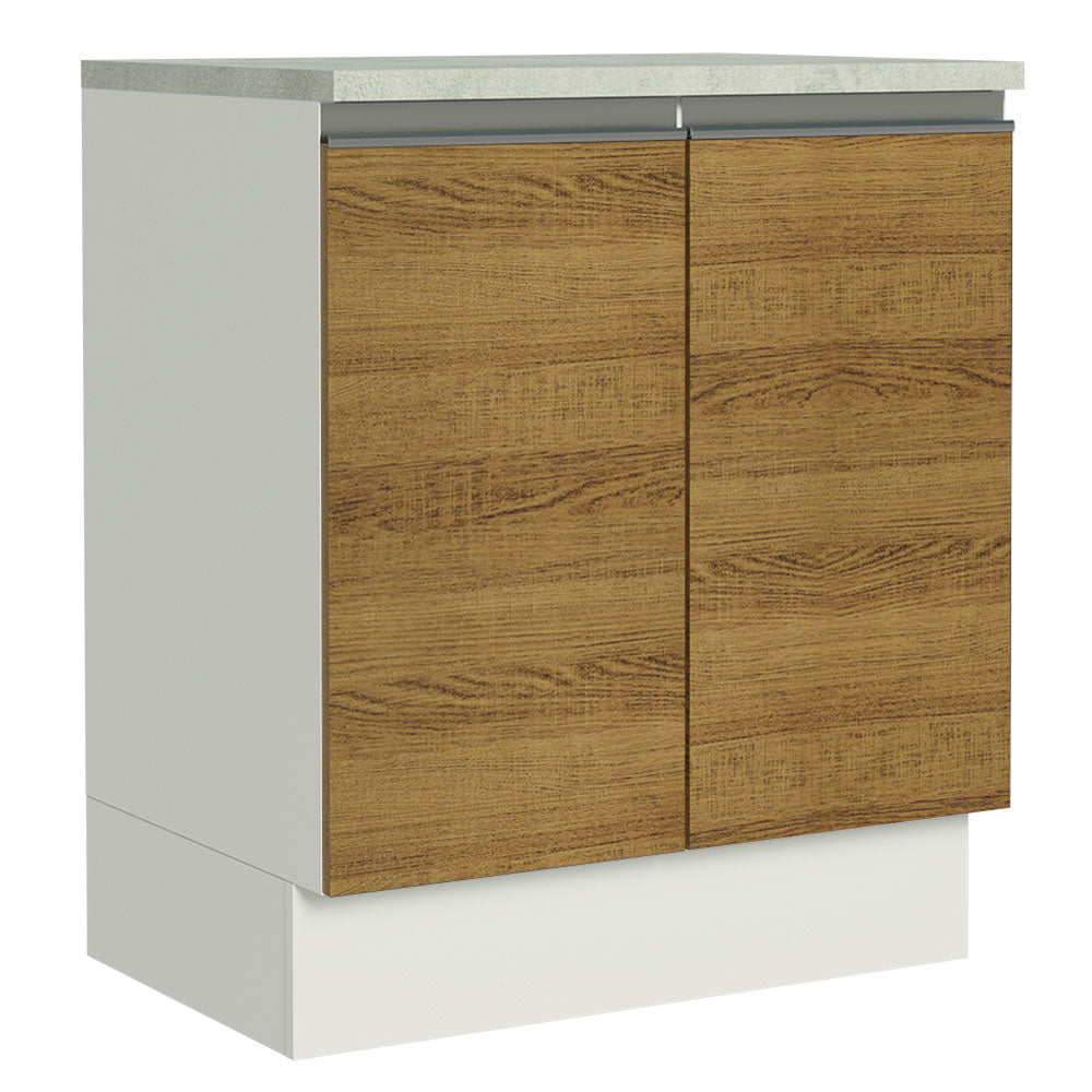 Mueble de Cocina Bajo Glamy 70 cm 2 Puertas Blanco/Marrón