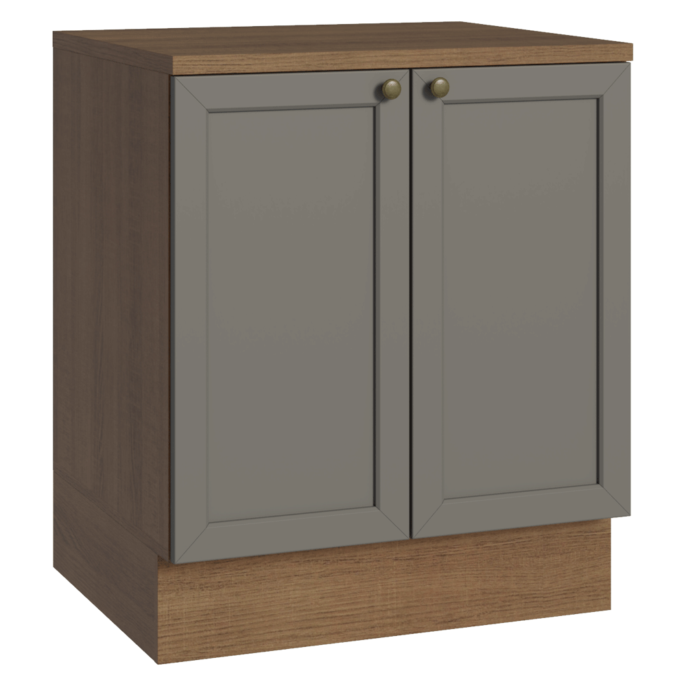 Mueble de Cocina Bajo Vik 70 cm 2 Puertas Marrón/Gris