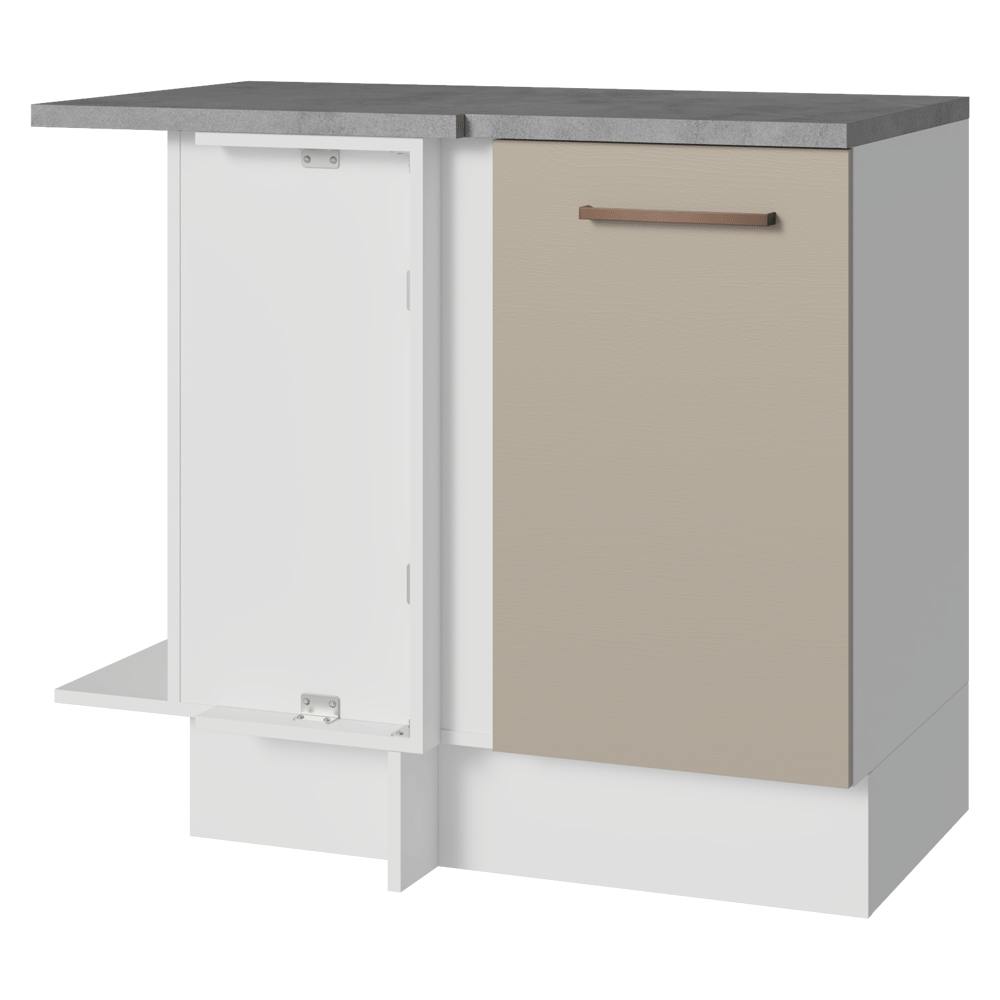 Mueble de Cocina Bajo de Esquina Agata 1 Puerta Blanco/Crema