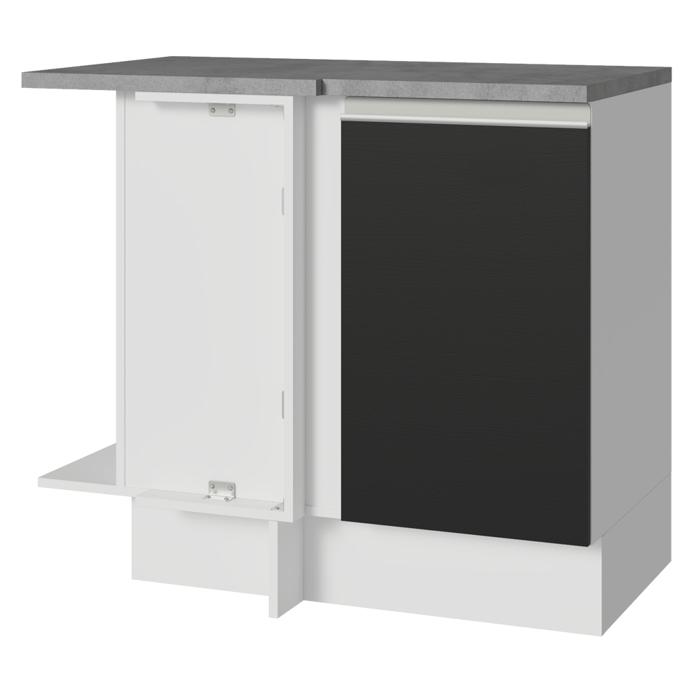 Mueble de Cocina Bajo de Esquina Glamy 1 Puerta Blanco/Negro