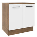 Mueble de Cocina Bajo Agata 80 cm 2 Puertas Marrón/Blanco