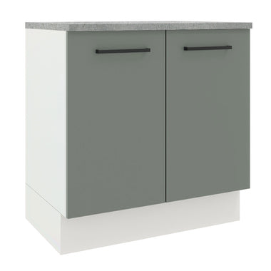 Mueble de Cocina Bajo Agata 80 cm 2 Puertas Blanco/Gris