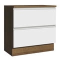 Mueble de Cocina Bajo Glamy 80 cm 2 Cajones Marrón/Blanco