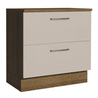 Mueble de Cocina Bajo Agata 80 cm 2 Cajones Marrón/Crema
