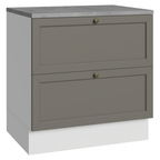Mueble de Cocina Bajo Vik 80 cm 2 Cajones Blanco/Gris