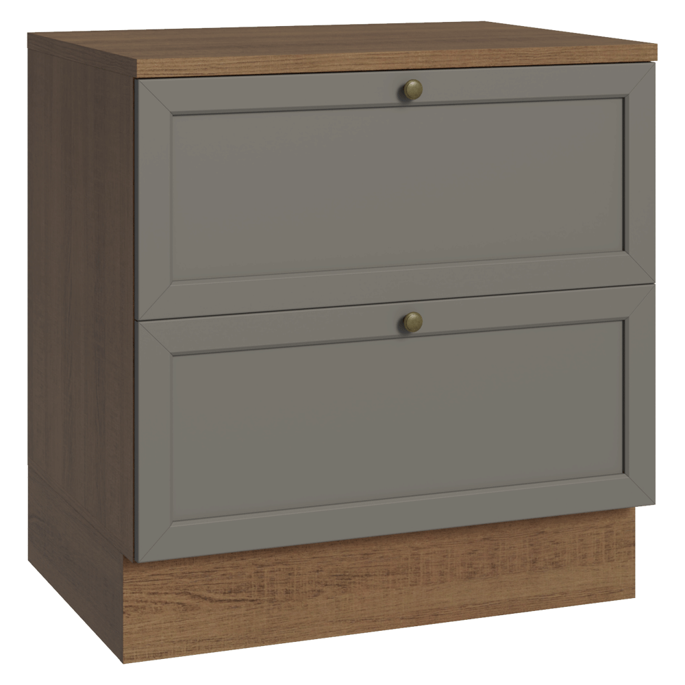 Mueble de Cocina Bajo Vik 80 cm 2 Cajones Marrón/Gris