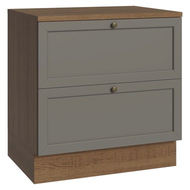 Mueble de Cocina Bajo Vik 80 cm 2 Cajones Marrón/Gris