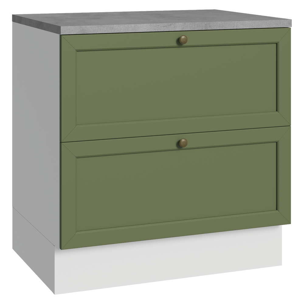 Mueble de Cocina Bajo Vik 80 cm 2 Cajones Blanco/Verde