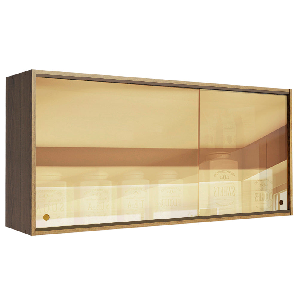 Mueble de Cocina Superior Emilly 2 Puertas Corredizas de Cristal Reflex Marrón