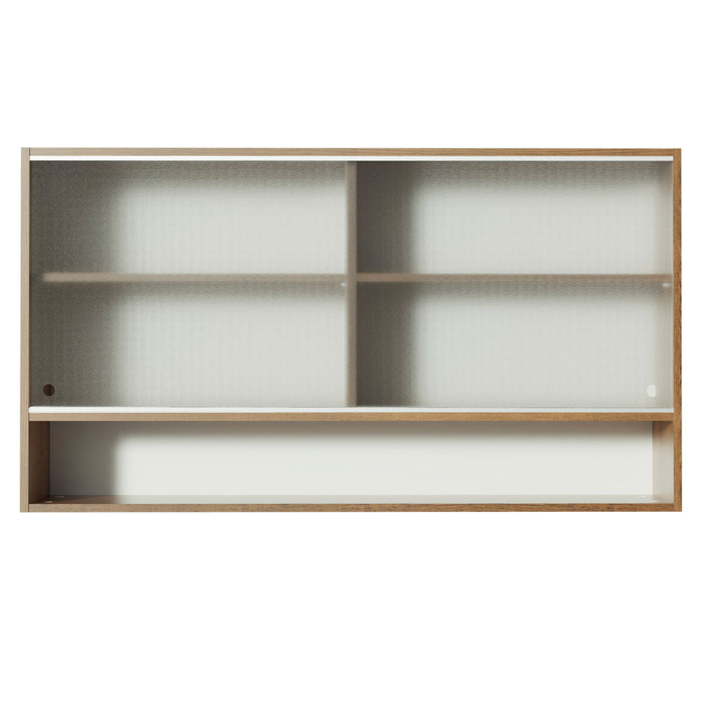 Mueble de Cocina Superior Glamy 1.20 m 2 Puertas Corredizas de Cristal 1 Nicho Marrón