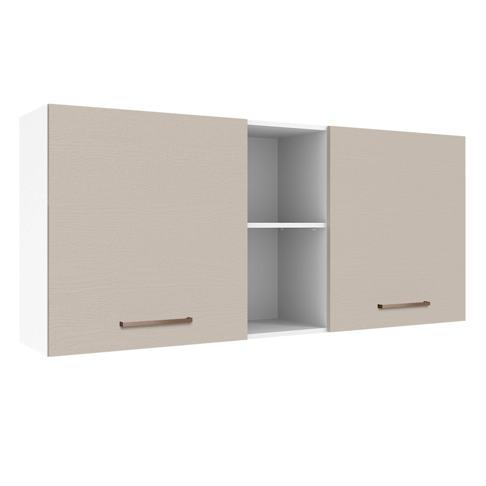Mueble de Cocina Superior Agata 1.50 m 2 Puertas 2 Nichos Centrales Blanco/Crema