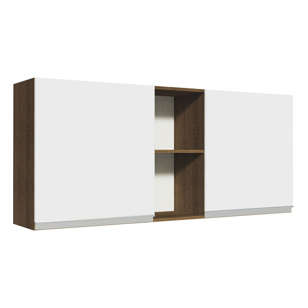 Mueble de Cocina Superior Glamy 1.50 m 2 Puertas 2 Nichos Centrales Marrón/Blanco