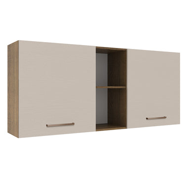 Mueble de Cocina Superior Agata 1.50 m 2 Puertas 2 Nichos Centrales Marrón/Crema