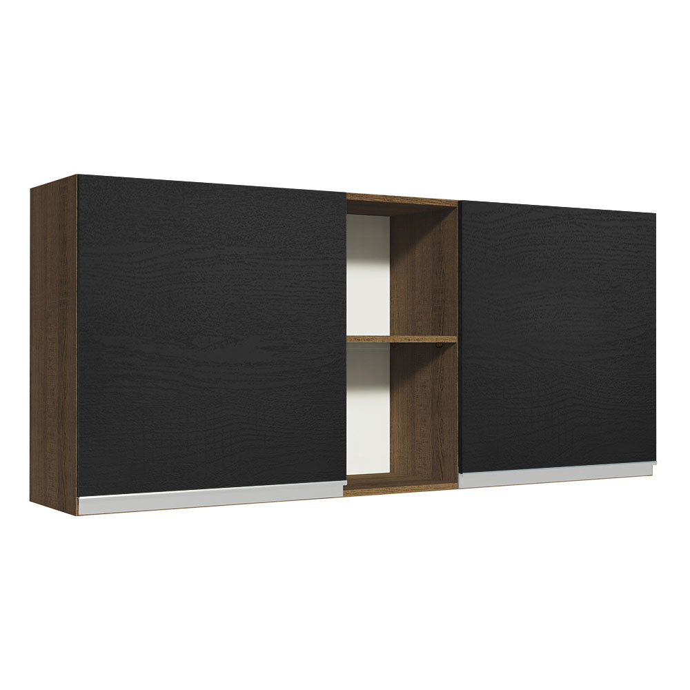 Mueble de Cocina Superior Glamy 1.50 m 2 Puertas 2 Nichos Centrales Marrón/Negro