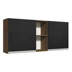 Mueble de Cocina Superior Glamy 1.50 m 2 Puertas 2 Nichos Centrales Marrón/Negro