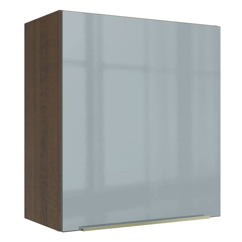 Mueble de Cocina Superior Lux 60 cm 1 Puerta con Vidrio Superpuesto Marrón/Gris