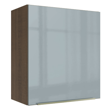 Mueble de Cocina Superior Lux 60 cm 1 Puerta con Vidrio Superpuesto Marrón/Gris