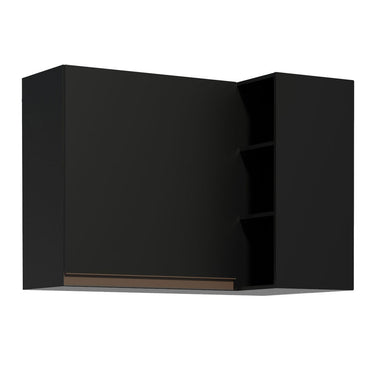 Mueble de Cocina Superior Esquina Reims 1 Puerta 3 Nichos Negro
