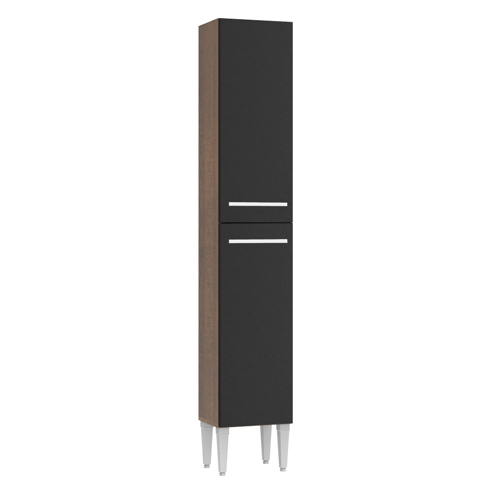 Mueble de Cocina Armario Vertical Emilly 2 Puertas Marrón/Negro