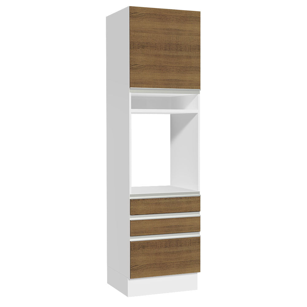 Mueble de Cocina para Hornos Glamy 60 cm Blanco/Marrón