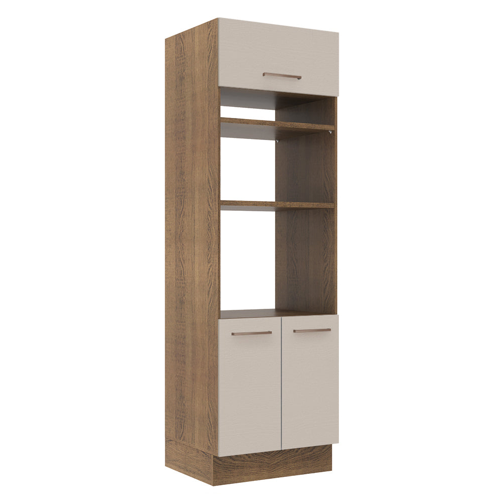 Mueble de Cocina para Horno 70 cm 3 Puertas Marrón/Crema Agata