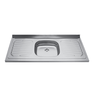 Lavaplatos Tramontina de Acero Inoxidable 120 x 52 cm con Poceta Central y Escurridor