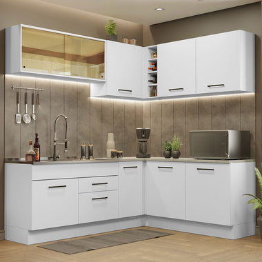 Cocina Integral de Esquina Agata 3.90 m Blanco 01