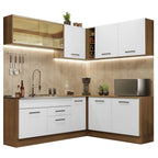 Cocina Integral de Esquina Agata 3.90 m Marrón/Blanco 01