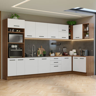 Cocina Integral de Esquina Agata 5.00 m Marrón/Blanco 01