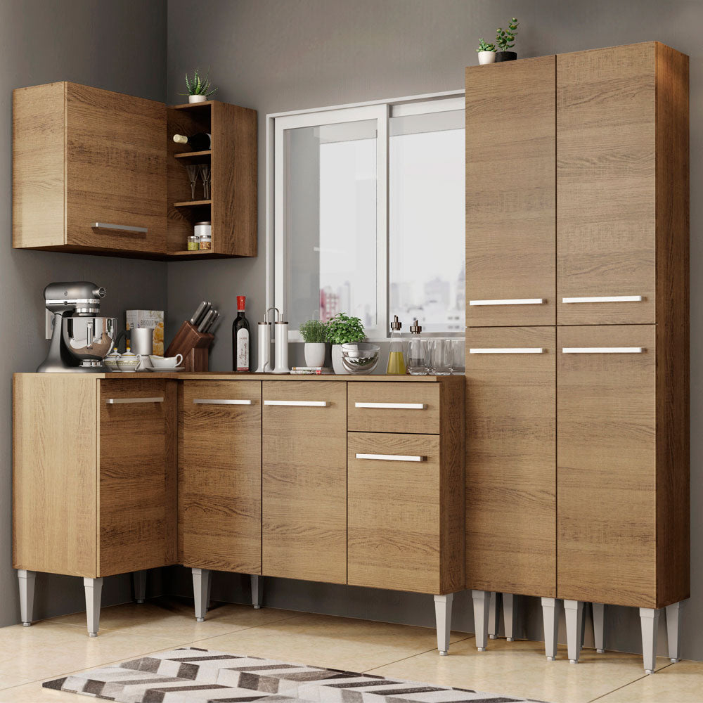 Cocina Integral de Esquina Emilly Music 2.90 m Marrón