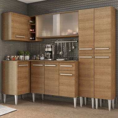 Cocina Integral de Esquina Emilly Self 2.90 m Marrón