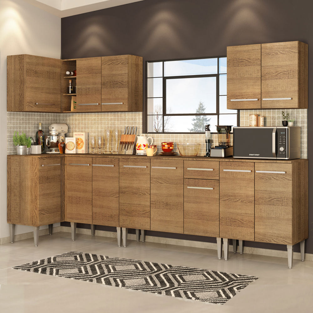 Cocina Integral de Esquina Emilly Rock 3.60 m Marrón