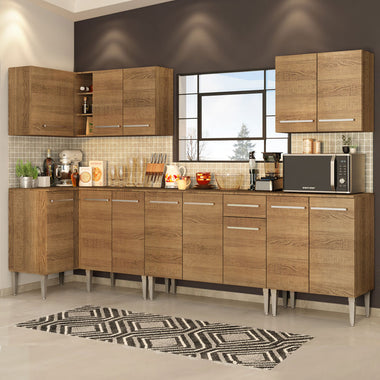 Cocina Integral de Esquina Emilly Rock 3.60 m Marrón