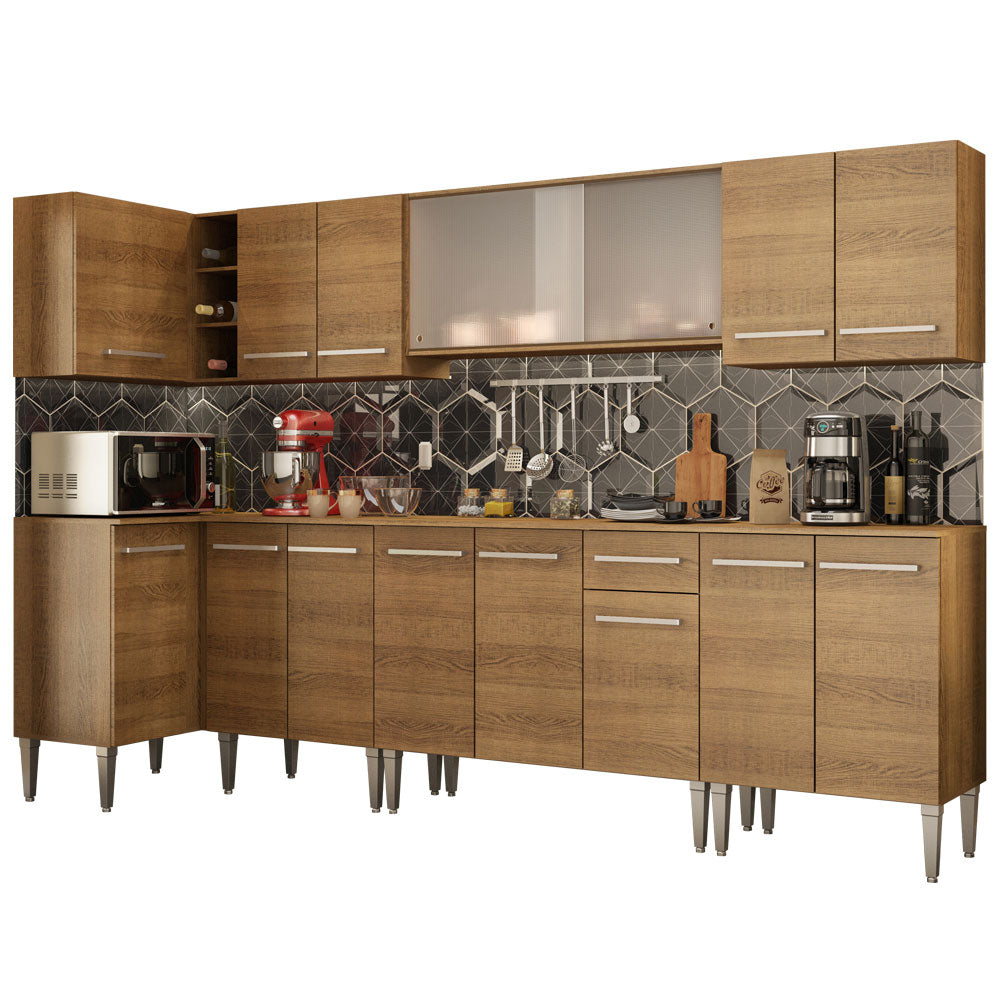 Cocina Integral de Esquina Emilly Jazz 3.60 m Marrón