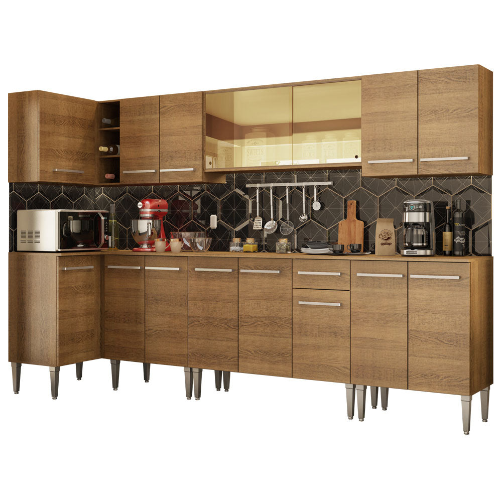 Cocina Integral de Esquina Emilly Mega 3.60 m Marrón