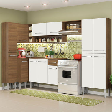 Cocina Integral de Esquina Emilly Love 3.85 m Marrón/Blanco