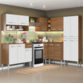 Cocina Integral de Esquina Emilly 417 cm Ice Blanco/Marrón Madesa