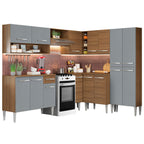 Cocina Integral de Esquina Emilly Ice 4.20 m Marrón/Gris